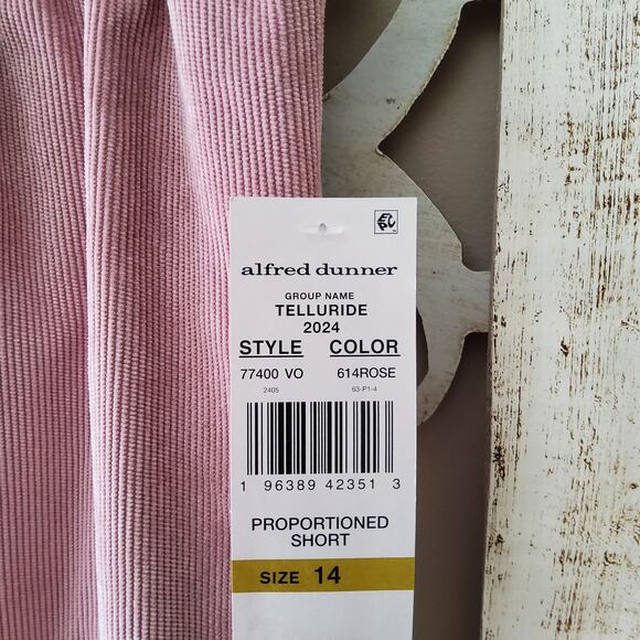 Alfred Dunner Women's 14 Telluride Corduroy Elastic Waist Pleated Pants Rose - Picture 5 of 6